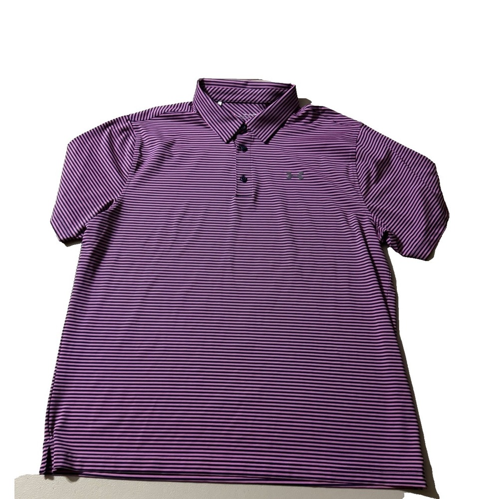 Under Armour Men's 2XL Purple Striped Polo Shirt